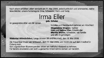Anzeige von Irma Eller von MGO