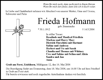 Anzeige von Frieda Hofmann von MGO