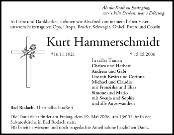 Anzeige von Kurt Hammerschmidt von MGO