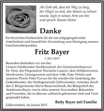 Anzeige von Fritz Bayer von MGO