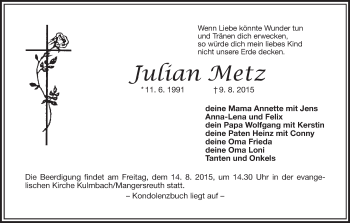 Anzeige von Julian Metz von MGO
