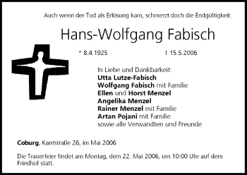 Anzeige von Hans-Wolfgang Fabisch von MGO