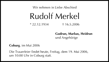 Anzeige von Rudolf Merkel von MGO