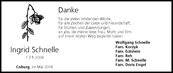 Anzeige von Ingrid Schnelle von MGO