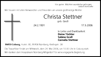 Anzeige von Christa Stettner von MGO