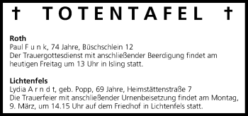 Anzeige von Totentafel vom 06.03.2015 von MGO