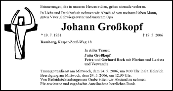 Anzeige von Johann Großkopf von MGO