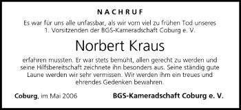 Anzeige von Norbert Kraus von MGO