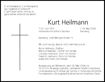 Anzeige von Kurt Heilmann von MGO