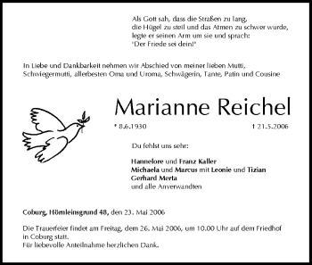 Anzeige von Marianne Reichel von MGO