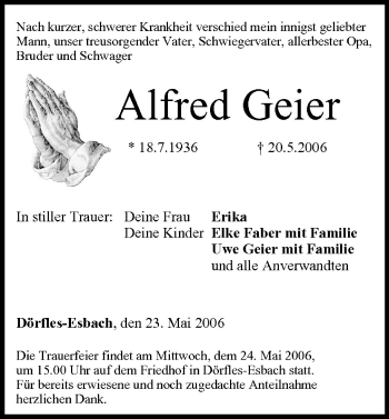 Anzeige von Alfred Geier von MGO