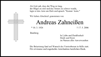 Anzeige von Andreas Zahneißen von MGO