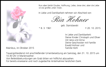 Anzeige von Ria Hohner von MGO