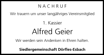 Anzeige von Alfred Geier von MGO