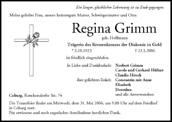 Anzeige von Regina Grimm von MGO