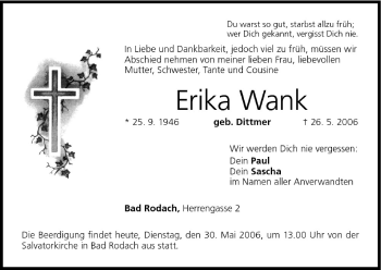 Anzeige von Erika Wank von MGO