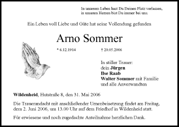 Anzeige von Arno Sommer von MGO