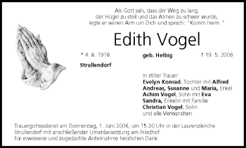 Anzeige von Edith Vogel von MGO