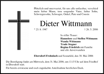 Anzeige von Dieter Wittmann von MGO