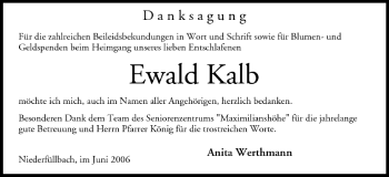 Anzeige von Ewald Kalb von MGO