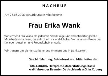 Anzeige von Erika Wank von MGO