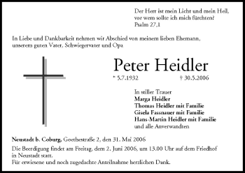 Anzeige von Peter Heidler von MGO
