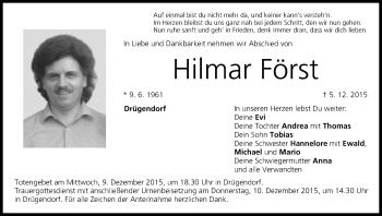 Anzeige von Hilmar Först von MGO