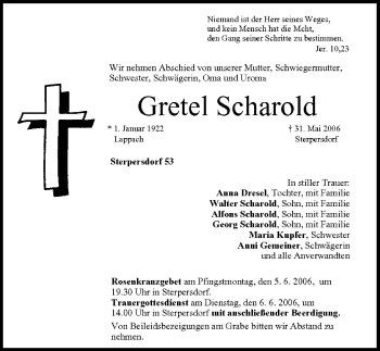 Anzeige von Gretel Scharold von MGO