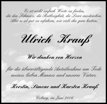 Anzeige von Ulrich Krauß von MGO