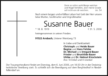 Anzeige von Susanne Bauer von MGO