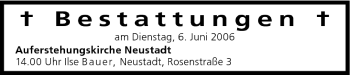 Anzeige von Bestattungen vom 06.06.2006 von MGO