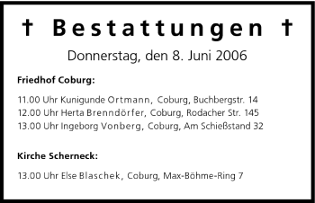 Anzeige von Bestattungen vom 08.06.2006 von MGO
