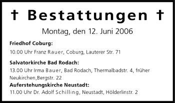 Anzeige von Bestattungen vom 12.06.2006 von MGO