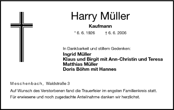 Anzeige von Harry Müller von MGO