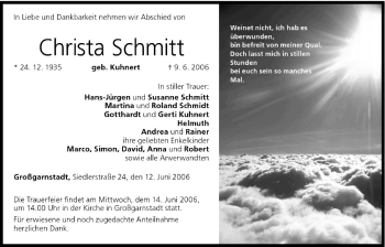 Anzeige von Christa Schmitt von MGO