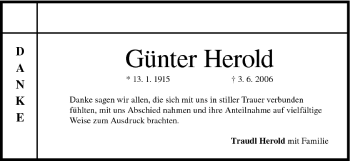 Anzeige von Günter Herold von MGO