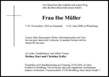 Anzeige von Ilse Müller von MGO