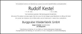 Anzeige von Rudolf Kestel von MGO