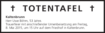 Anzeige von Totentafel 08.05.2015 von MGO
