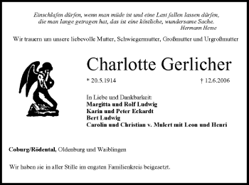 Anzeige von Charlotte Gerlicher von MGO