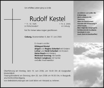 Anzeige von Rudolf Kestel von MGO