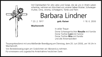 Anzeige von Barbara Lindner von MGO