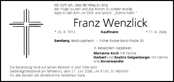 Anzeige von Franz Wenzlick von MGO