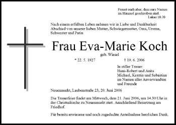 Anzeige von Eva-Marie Koch von MGO