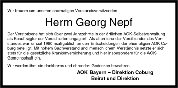 Anzeige von Georg Nepf von MGO