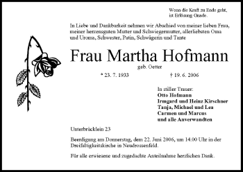 Anzeige von Martha Hofmann von MGO