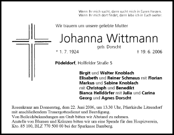 Anzeige von Johanna Wittmann von MGO
