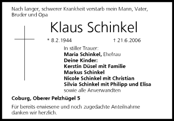 Anzeige von Klaus Schinkel von MGO