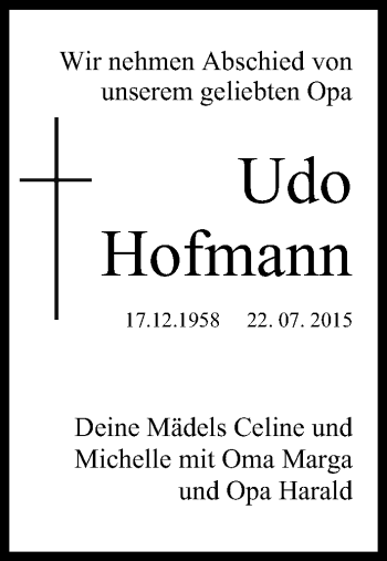 Anzeige von Udo Hofmann von MGO