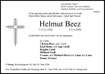 Anzeige von Helmut Beez von MGO